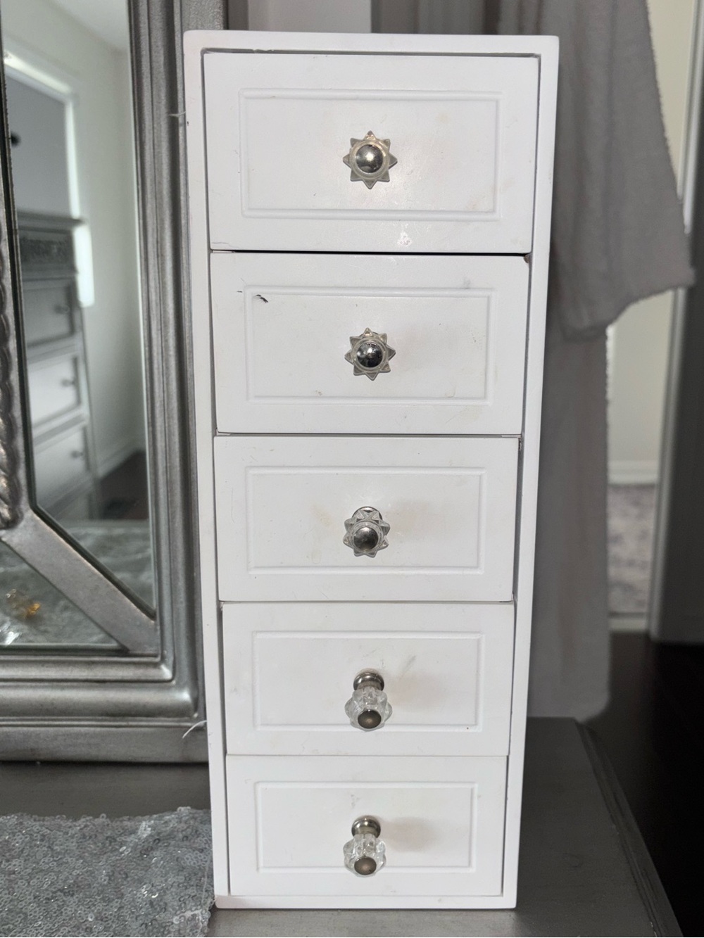 Marshalls White 5-Drawer Jewelry Organizer with Silver-Tone Knobs